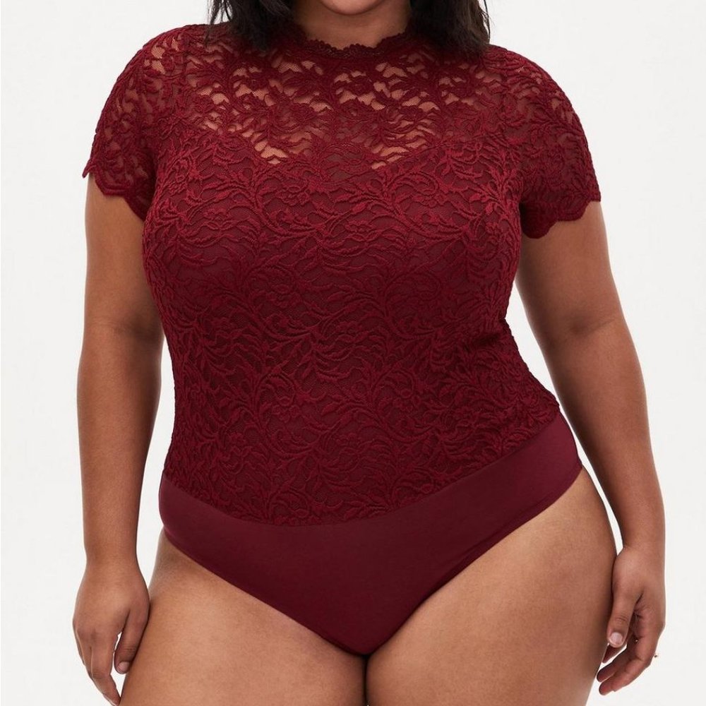 Torrid size 3 deep red lace body suit
